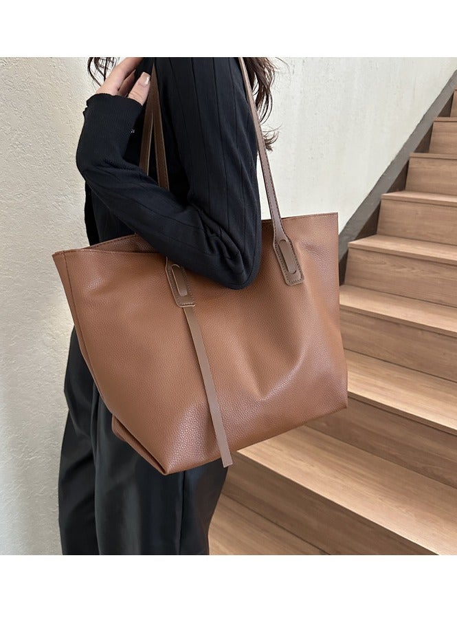 Women's Shoulder Tote Bag Faux Leather Handbag for Women Large Capacity Messenger Fashionable Travel Shoulder Bag for Ladies Girls College Students (brown)  - Image 1