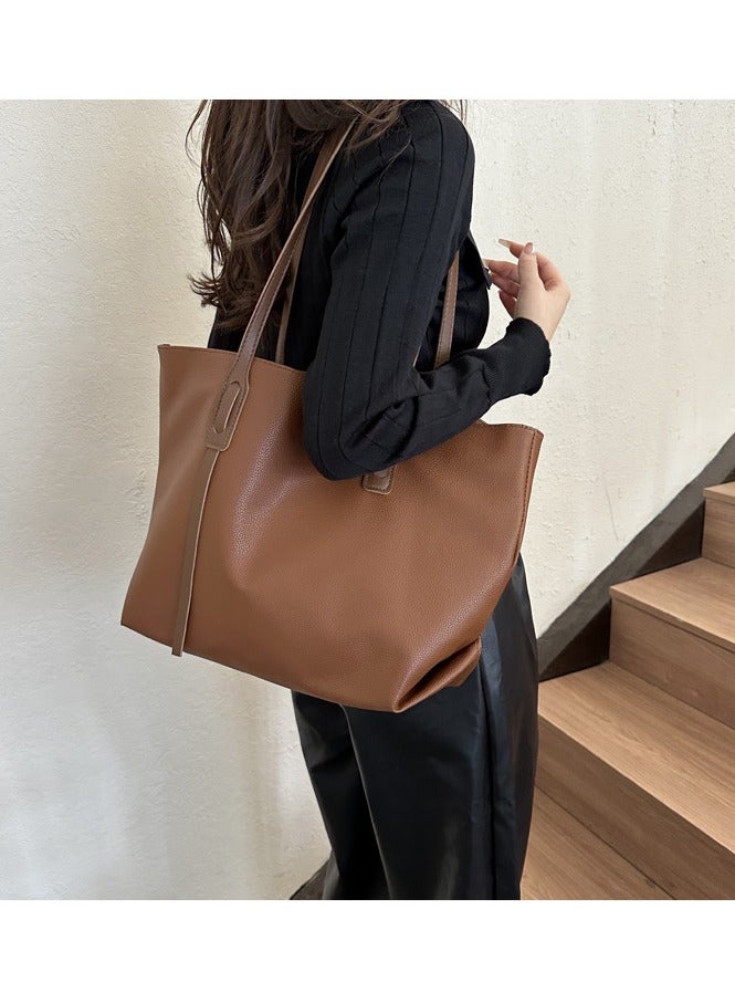 Women's Shoulder Tote Bag Faux Leather Handbag for Women Large Capacity Messenger Fashionable Travel Shoulder Bag for Ladies Girls College Students (brown)  - Image 2