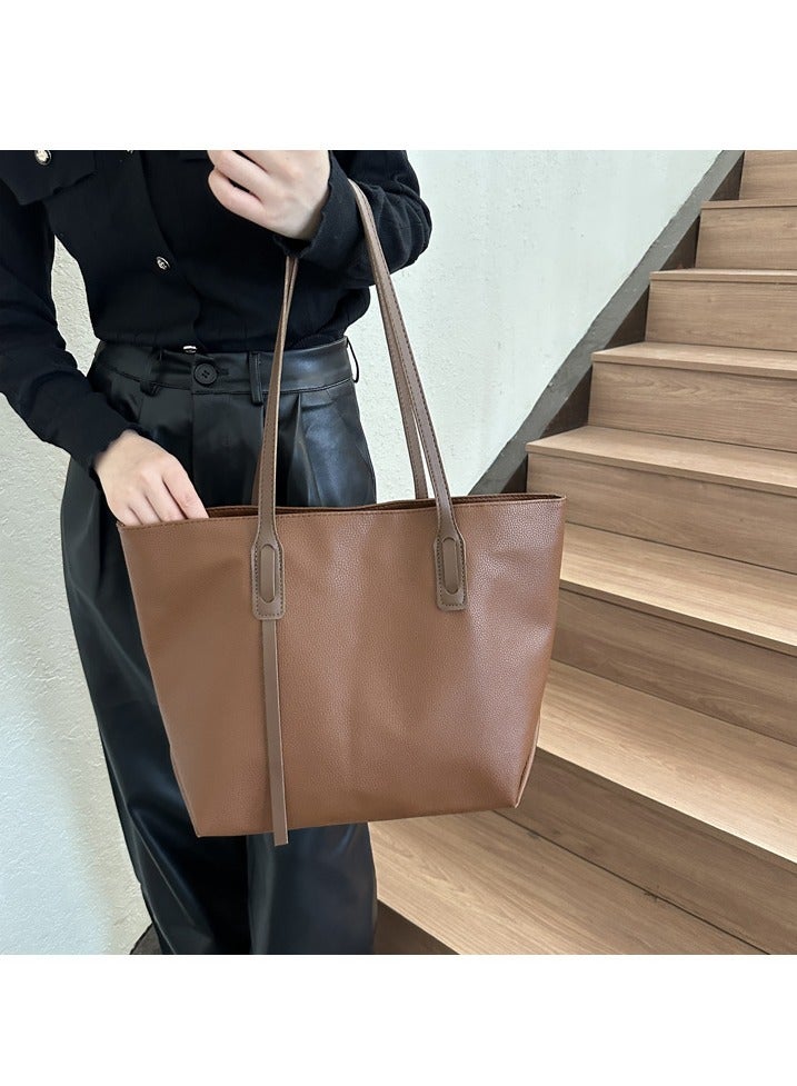 Women's Shoulder Tote Bag Faux Leather Handbag for Women Large Capacity Messenger Fashionable Travel Shoulder Bag for Ladies Girls College Students (brown)  - Image 3