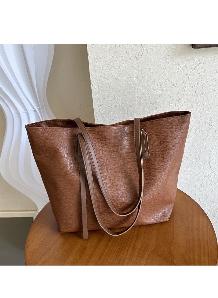 Women's Shoulder Tote Bag Faux Leather Handbag for Women Large Capacity Messenger Fashionable Travel Shoulder Bag for Ladies Girls College Students (brown)  - Image 4
