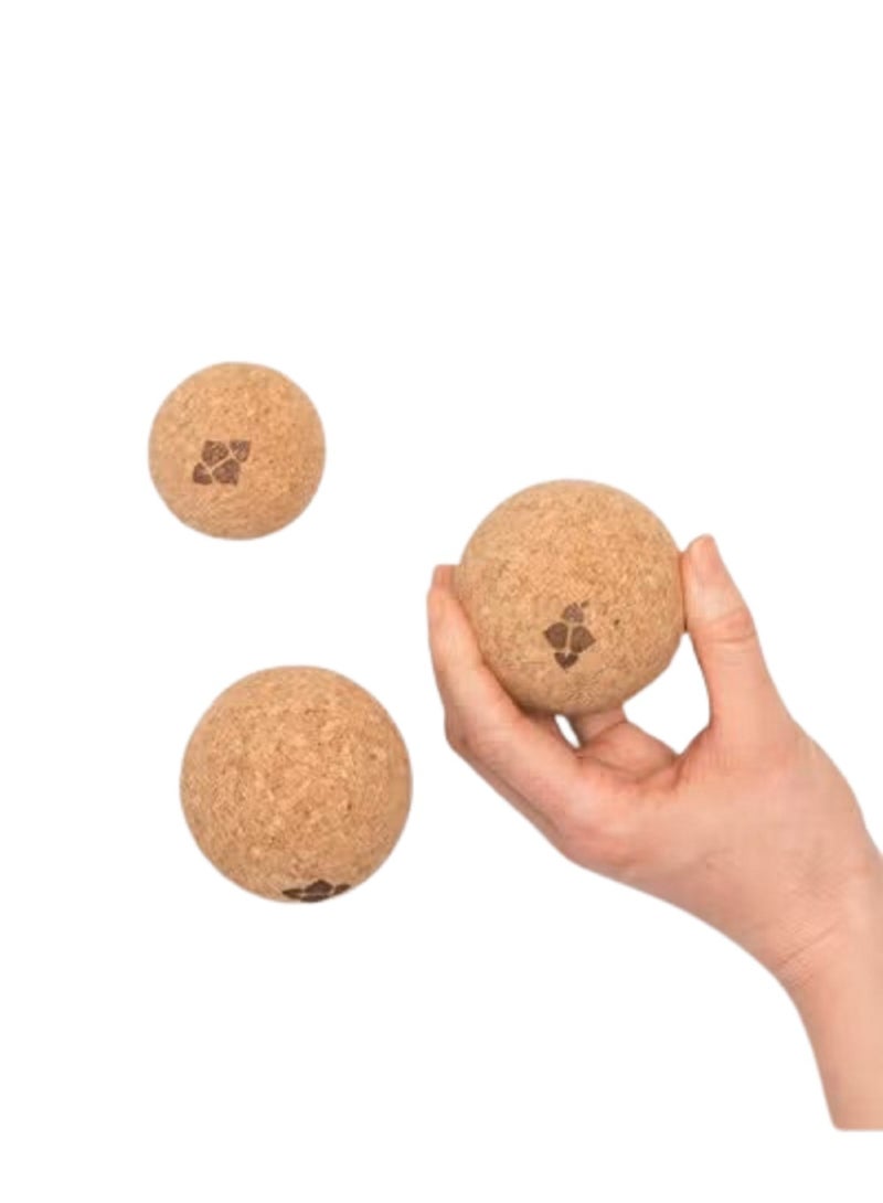 HALFMOON Yoga Natural Cork Massage Ball Trio - Allows Different Levels of Intensity and Muscle Targeting - Image 1