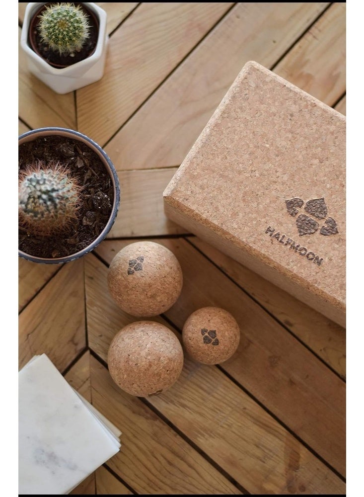 HALFMOON Yoga Natural Cork Massage Ball Trio - Allows Different Levels of Intensity and Muscle Targeting - Image 4