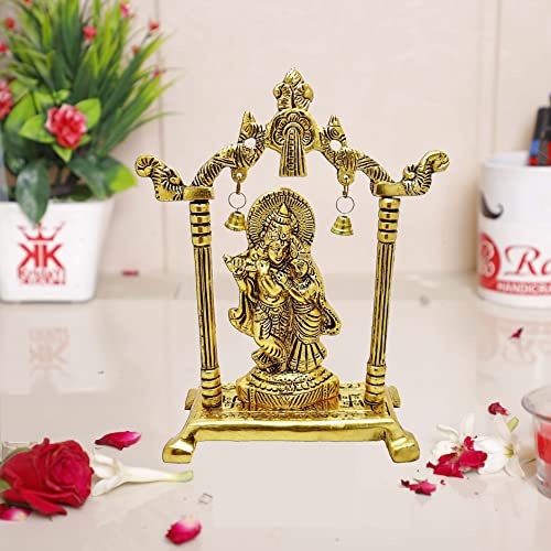 KridayKraft Metal Radha Krishna Statue Gold Plated Decor Your Home,Office & Radha Krishna Murti Idol Showpiece Figurines,Religious Krishna Idol Gift Article... - Image 5