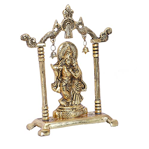 KridayKraft Metal Radha Krishna Statue Gold Plated Decor Your Home,Office & Radha Krishna Murti Idol Showpiece Figurines,Religious Krishna Idol Gift Article... - Image 3