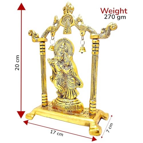 KridayKraft Metal Radha Krishna Statue Gold Plated Decor Your Home,Office & Radha Krishna Murti Idol Showpiece Figurines,Religious Krishna Idol Gift Article... - Image 2