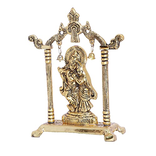 KridayKraft Metal Radha Krishna Statue Gold Plated Decor Your Home,Office & Radha Krishna Murti Idol Showpiece Figurines,Religious Krishna Idol Gift Article... - Image 4