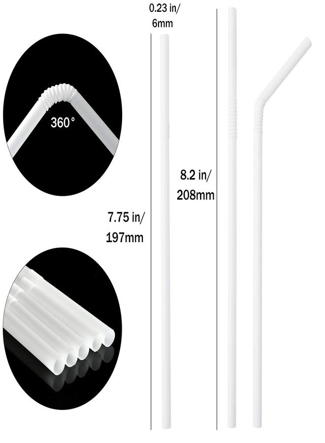 ALINK 500-Pack White Flexible Plastic Drinking Straws, Solid White Disposable Bendy Straws, 7.75 inch Long - Image 2