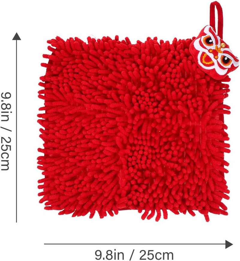 WOONEKY Chenille Hand Towel Hanging Quick Dry Bathroom Kitchen Hand Towel Water Absorbent with Loop for Home Use - Image 2
