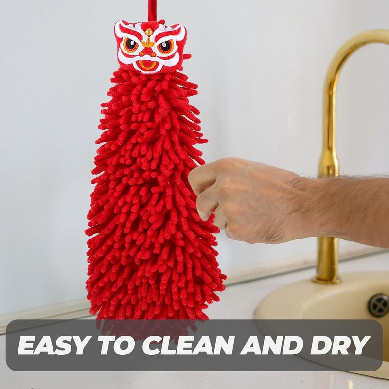 WOONEKY Chenille Hand Towel Hanging Quick Dry Bathroom Kitchen Hand Towel Water Absorbent with Loop for Home Use - Image 5