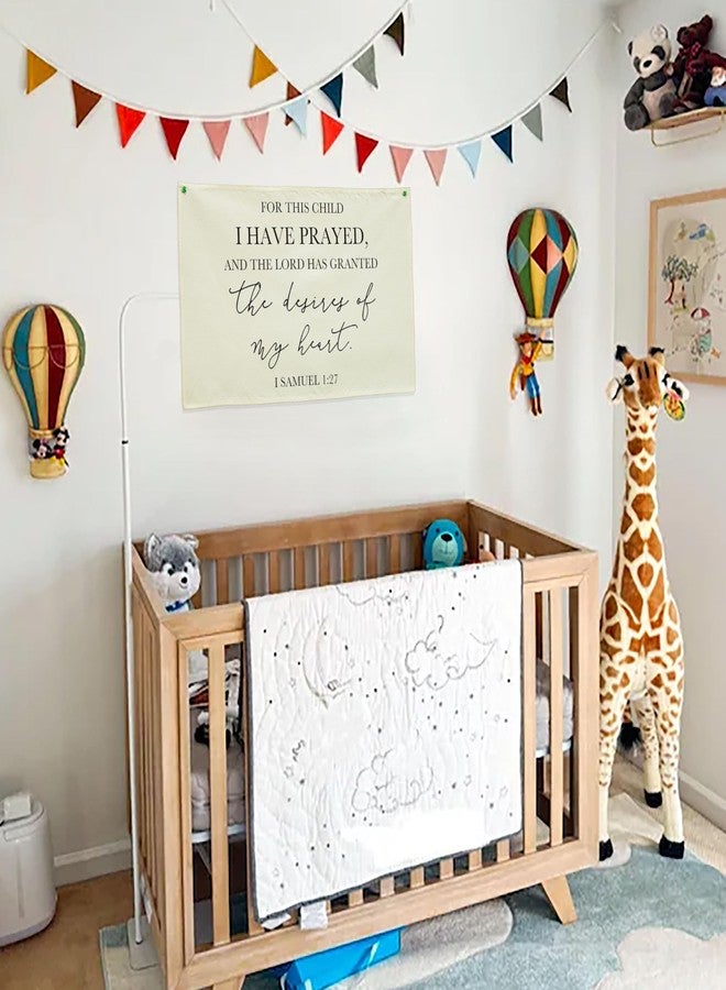 FYSIA Nursery Wall Decor-Rectangular Canvas Banner Flag Poster Wall Decoration for Baby Kids Girl Boy,Nursery Bedroom Playroom Babyroom Decor-Baby Shower Christmas Gift-This Child I Have Prayed-28.5"L×20"W - Image 3