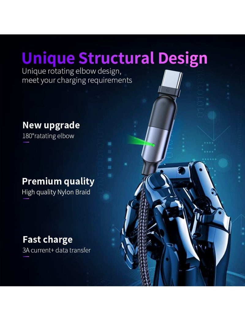 Excefore USB Type-C Charger Cord, 1.2m 180 Degree Rotating Head USB Type-C Nylon Charging and Data Transfer Cord Cable, for Samsung/LG/Moto/LG Phones, for PS5/Xbox X/S Controller/Switch Pro Controller - Image 3