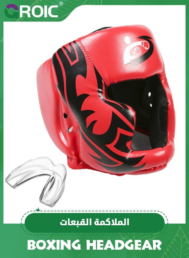GROIC Boxing Headgear, Boxing Helmet  Mouth Guard, Head Gear for MMA Kickboxing Karate Taekwondo Muay Thai Sparring  Training, Martial Arts Helmet, Fighting Sparring Headgear Fits Adults Youth Head Guard - Image 1