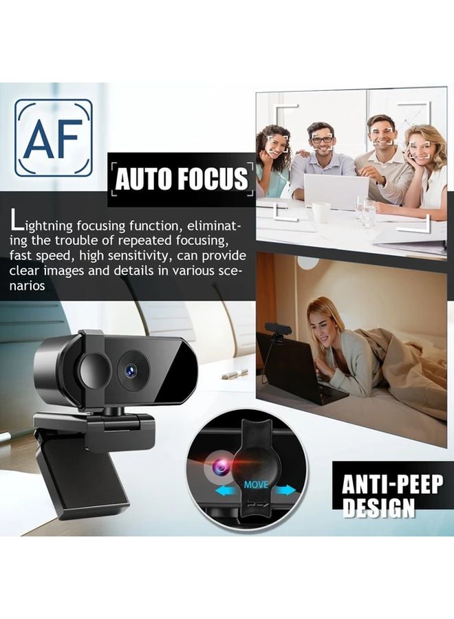 4K UHD Webcam With Noise Canceling Mics Auto Focus USB Plug Play Privacy Cover - Image 4