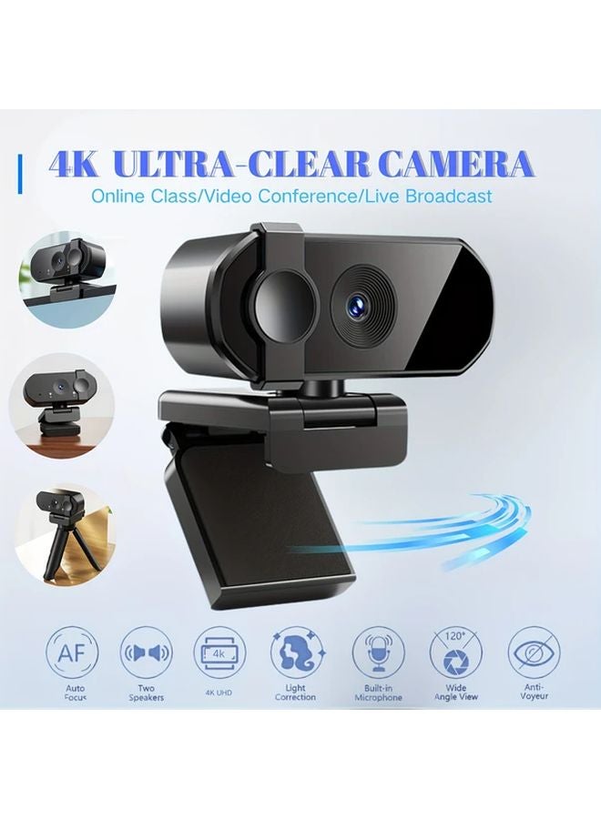4K UHD Webcam With Noise Canceling Mics Auto Focus USB Plug Play Privacy Cover - Image 2