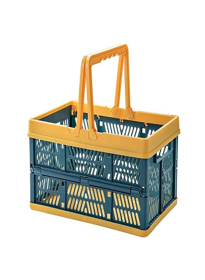 Hitexnetee سلة تسوق قابلة للطي من هيتكسنيتي بمقبض | صندوق تخزين محمول للتسوق، الطعام، الوجبات الخفيفة، الألعاب، الغسيل، ومنظم للسيارة | سلة حمل يدوية متعددة الأغراض للمنزل والنزهات (متعددة الألوان) - Image 1