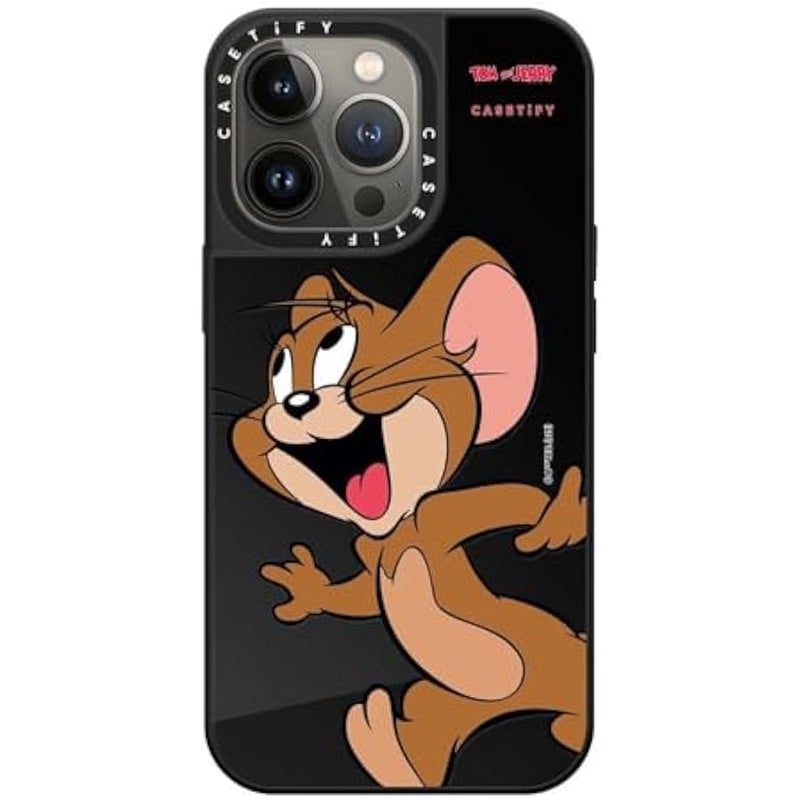 Casetify Mirror Case for iPhone 13 Pro 【Tom and Jerry Colab/Reflective / 4.9ft Drop Protection/Compatible with Magsafe】 - Jerry Character - Black on Black - Image 3