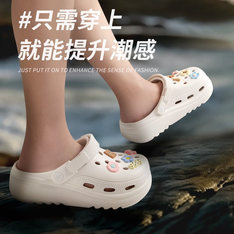 Black Hole Sandals for Women, 2026 New Style, Anti-Slip Beach Thick Sole with Heightening Effect, Eva Material, Summer Outdoor Wear - Image 2