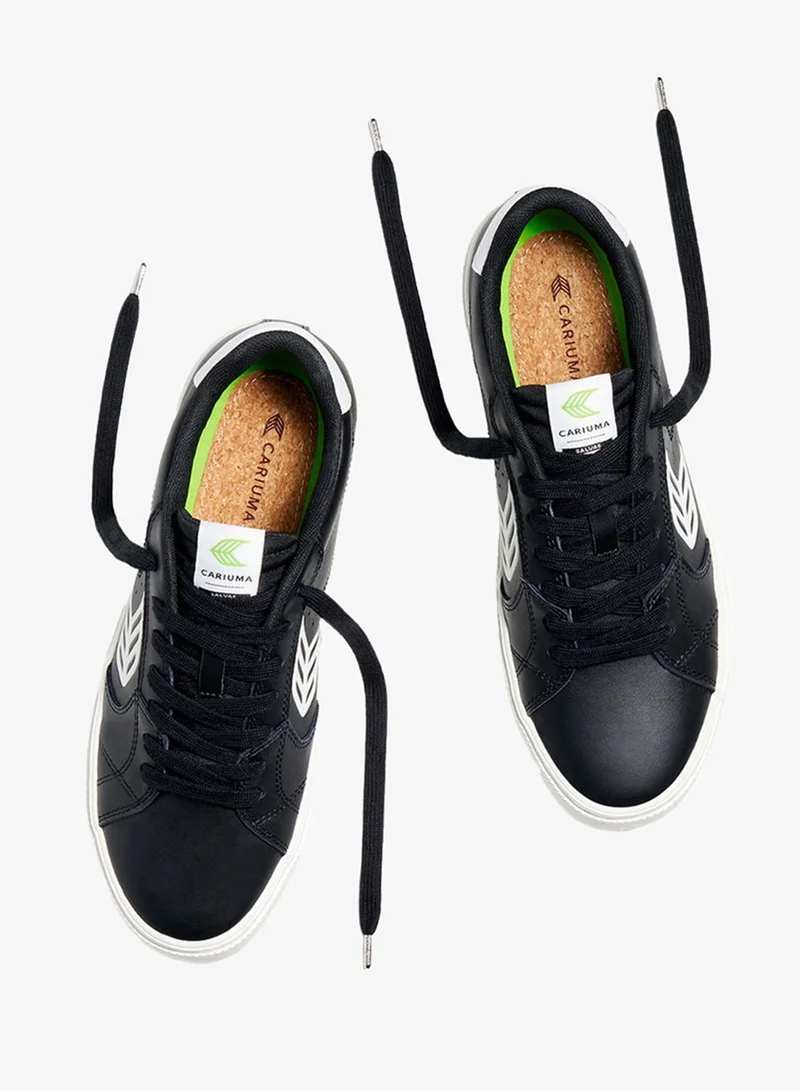 Cariuma  SALVAS Black Leather Off-White Logo Sneaker  | Best Price UAE