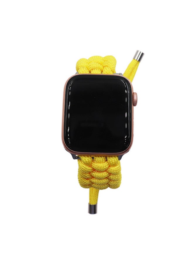Suitable For Apple Watch Outdoor Umbrella Rope Woven Strap Iwatch Nylon Strap-Color:Yellow 38/40mm-Exterior Dimension:42/44mm