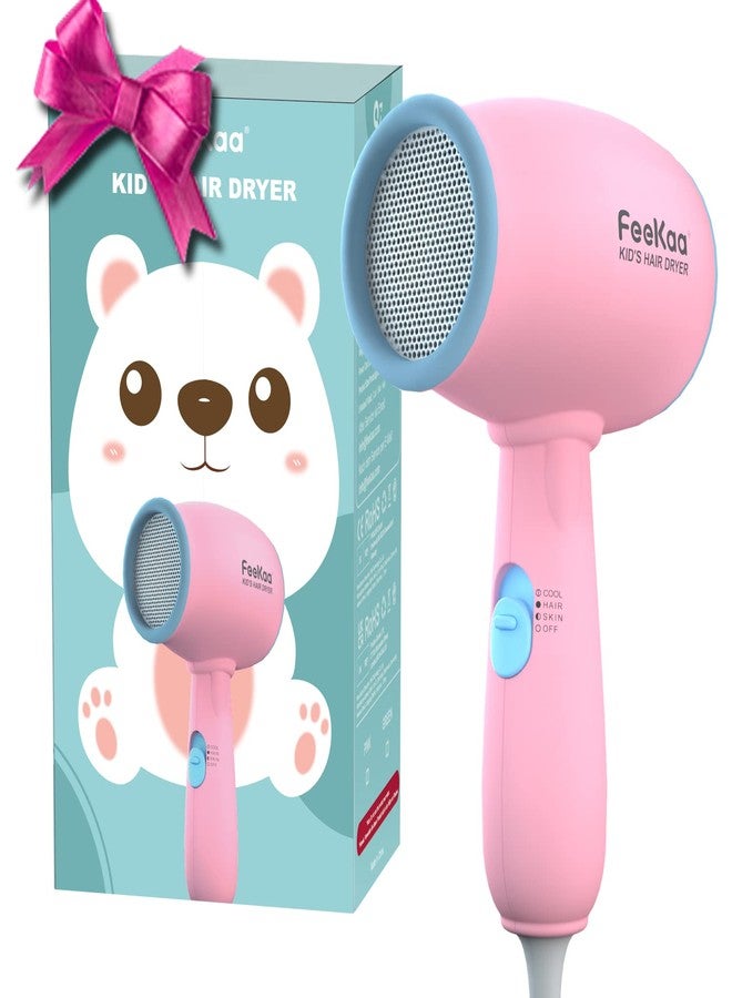 FeeKaa Kids Hair Dryer, Pink, 500 Watt, Lightweight, Gentle Heat, Safe for Kids, Anti-Scald Design - Image 1