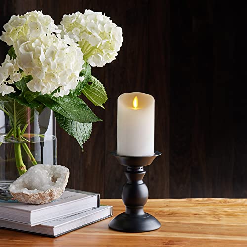 Luminara Flickering Flameless White 4.5" Scalloped Edge Pillar Candle - Warm LED Light Flame - 2 C Battery Operated Decor for Dining Room Table Centerpieces, Fireplace Mantel, Dinner Party, Reception - Image 3
