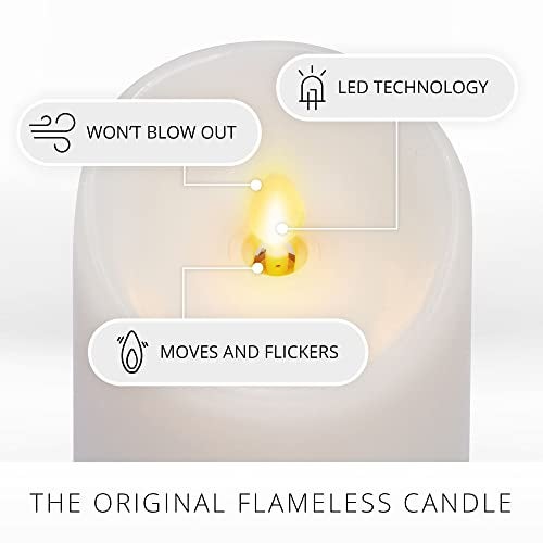 Luminara Flickering Flameless White 4.5" Scalloped Edge Pillar Candle - Warm LED Light Flame - 2 C Battery Operated Decor for Dining Room Table Centerpieces, Fireplace Mantel, Dinner Party, Reception - Image 4