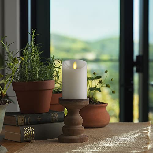 Luminara Flickering Flameless White 4.5" Scalloped Edge Pillar Candle - Warm LED Light Flame - 2 C Battery Operated Decor for Dining Room Table Centerpieces, Fireplace Mantel, Dinner Party, Reception - Image 2