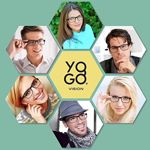 Yogo Vision Bifocal Reading Glasses for Men and Women Rectangle MultiFocal Readers with Spring Hinges Retro Design Black 1.5 - Image 2
