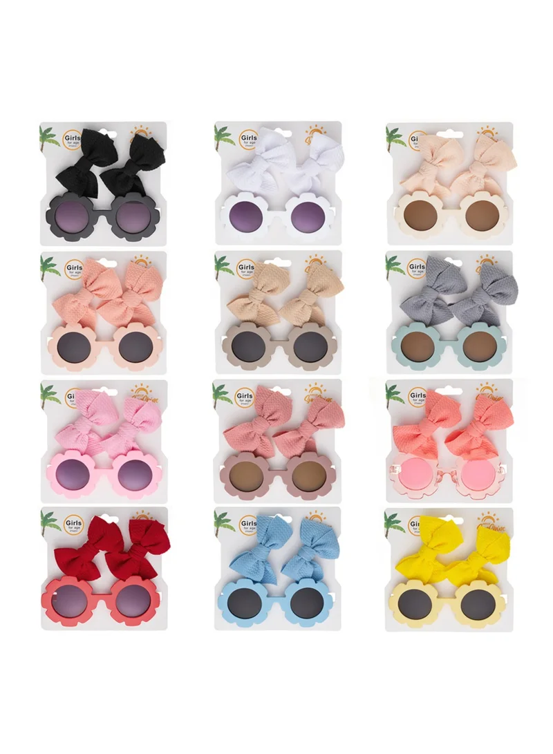 D'Daniela Dana Glasses and Bow Barrette Clip Set For Babies and Girls - Pomelo Pink