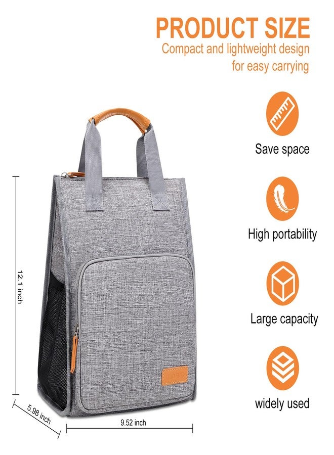 موسيسو حقيبة غداء موسيسو، صندوق غداء معزول للرجال والنساء، حقيبة تبريد كبيرة السعة، قابلة لإعادة الاستخدام ومقاومة للتسرب مع جيب أمامي مرتفع وحزام كتف، مناسبة للمكتب والعمل والسفر والنزهات والشاطئ، رمادي - Image 5