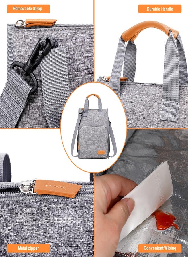 موسيسو حقيبة غداء موسيسو، صندوق غداء معزول للرجال والنساء، حقيبة تبريد كبيرة السعة، قابلة لإعادة الاستخدام ومقاومة للتسرب مع جيب أمامي مرتفع وحزام كتف، مناسبة للمكتب والعمل والسفر والنزهات والشاطئ، رمادي - Image 4