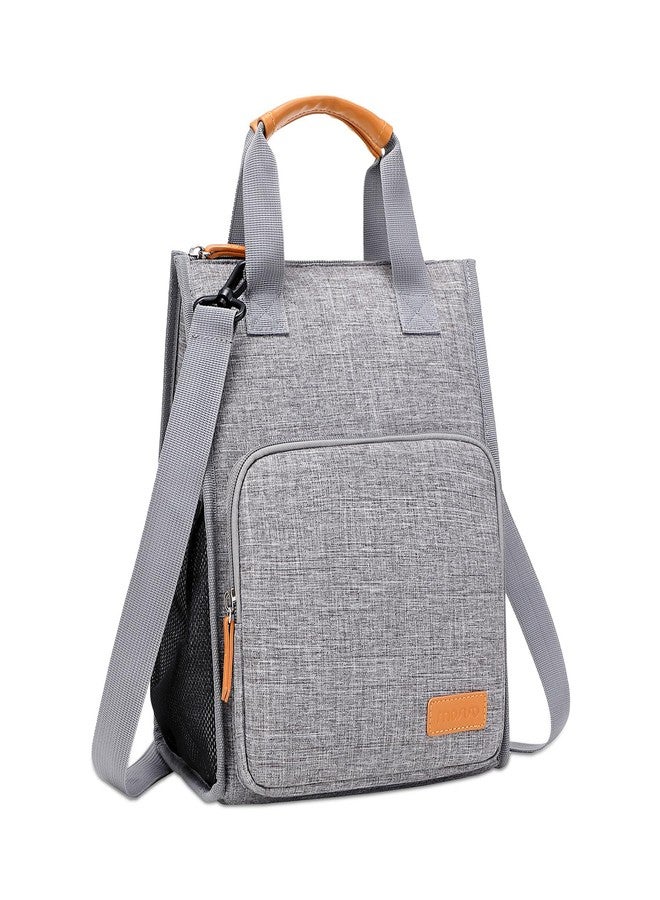 موسيسو حقيبة غداء موسيسو، صندوق غداء معزول للرجال والنساء، حقيبة تبريد كبيرة السعة، قابلة لإعادة الاستخدام ومقاومة للتسرب مع جيب أمامي مرتفع وحزام كتف، مناسبة للمكتب والعمل والسفر والنزهات والشاطئ، رمادي - Image 1