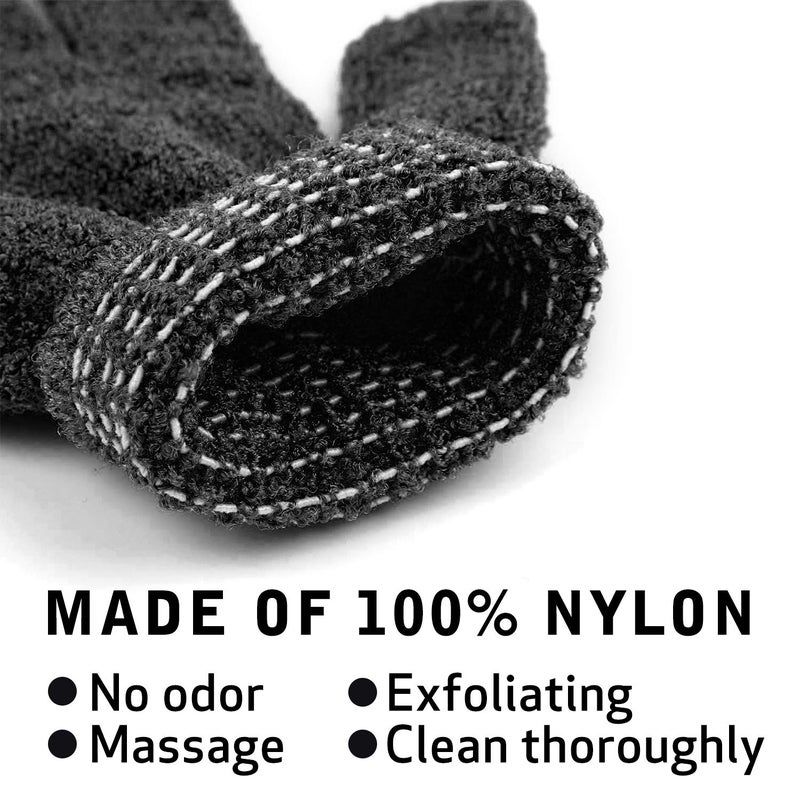 Rainmae 6Pairs Exfoliating Gloves - Premium Black Scrub Wash Mitt for Bath or Shower - Luxury Spa Exfoliation Accessories for Beauty Spa Massage, Suitable for Men and Women  - Image 2