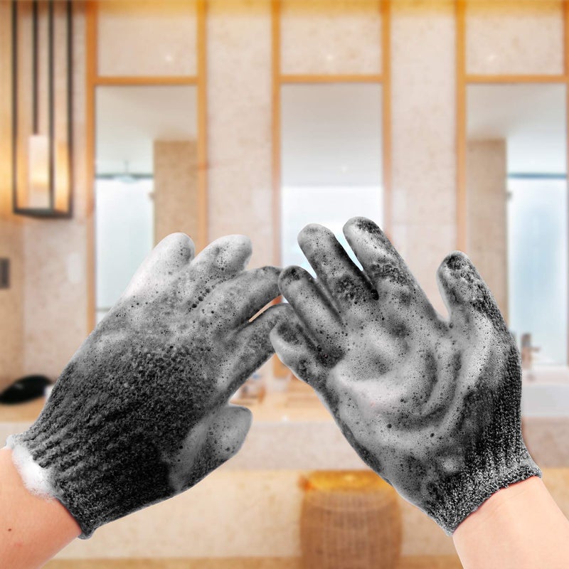 Rainmae 6Pairs Exfoliating Gloves - Premium Black Scrub Wash Mitt for Bath or Shower - Luxury Spa Exfoliation Accessories for Beauty Spa Massage, Suitable for Men and Women  - Image 4