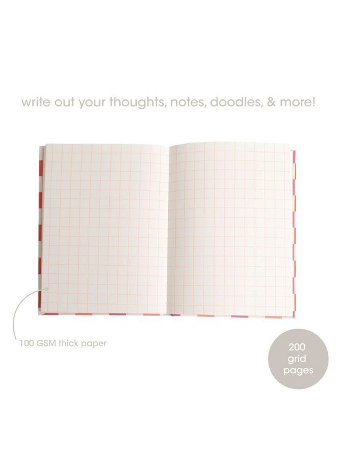 pearhead Checkered Star Pink & Orange Cutout Hardcover Notebook – 6x8.25 Chic Grid Journal, 200 Pages for Bullet Journaling & Planning - Image 4
