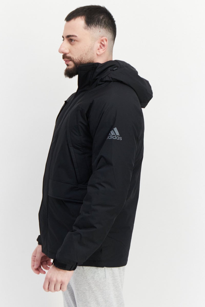 Adidas Men Sportswear Brand Logo Training Jacket, Black - Image 4