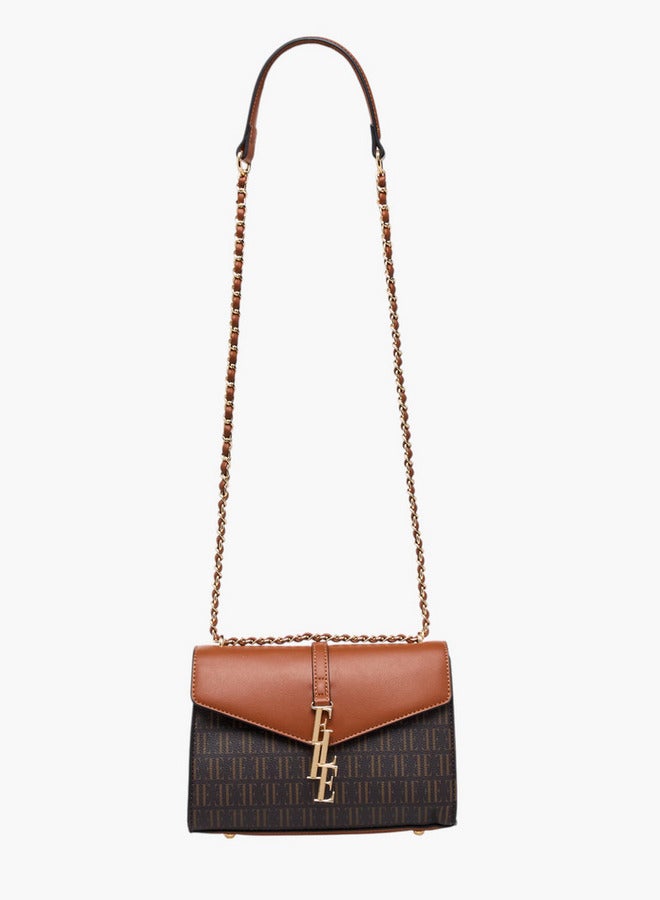 ELLE Monogram Print Crossbody Bag with Chain Strap - Image 3