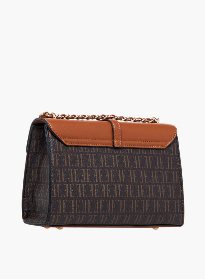 ELLE Monogram Print Crossbody Bag with Chain Strap - Image 4