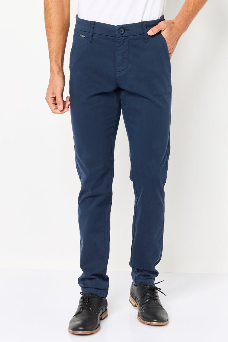 GUESS Men Slim Fit Solid Chino Pants, Navy - Image 1
