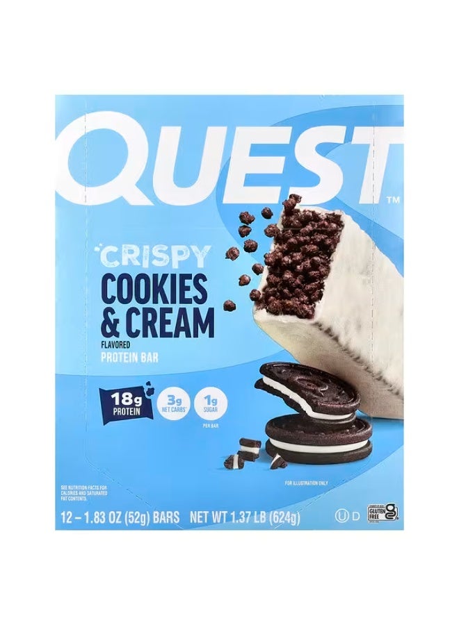 Quest Nutrition، بار بروتين، كوكيز مقرمش وكريمة، 12 بار، 1.83 أونصة (52 جم) لكل بار