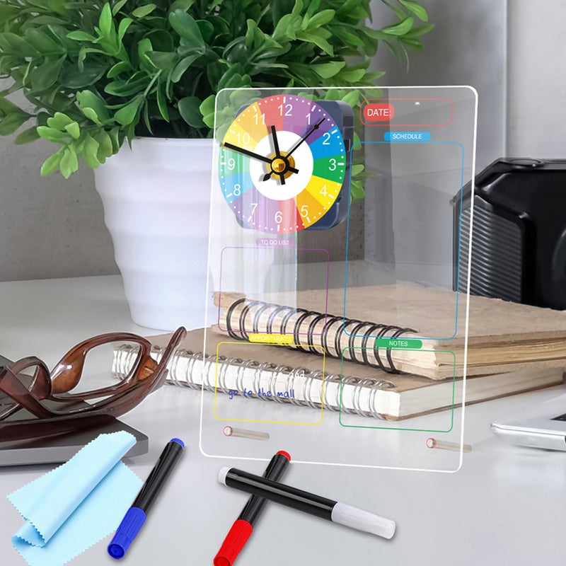 🖊️ لوحة تخطيط متينة من الأكريليك مع ساعة لتنظيم المكتب - Image 3