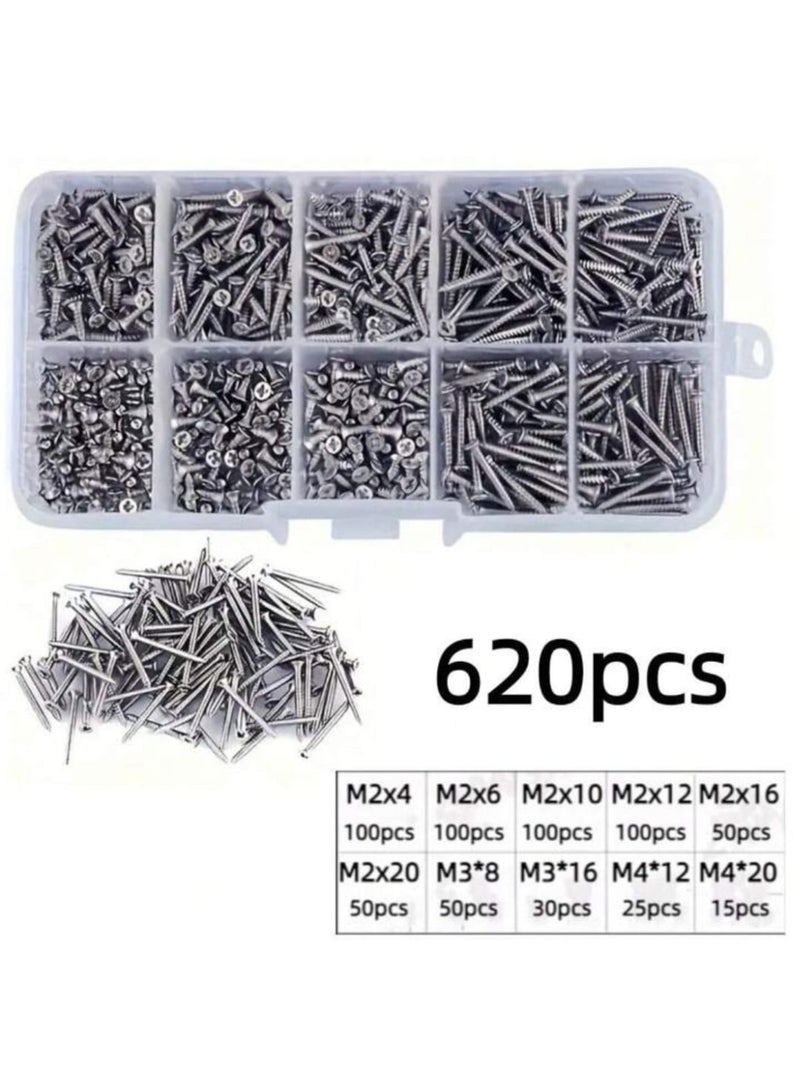 620-piece self-tapping screw assortment set M2 M3 M4 mounting screw kit locking nuts wood screws screw set - Image 2