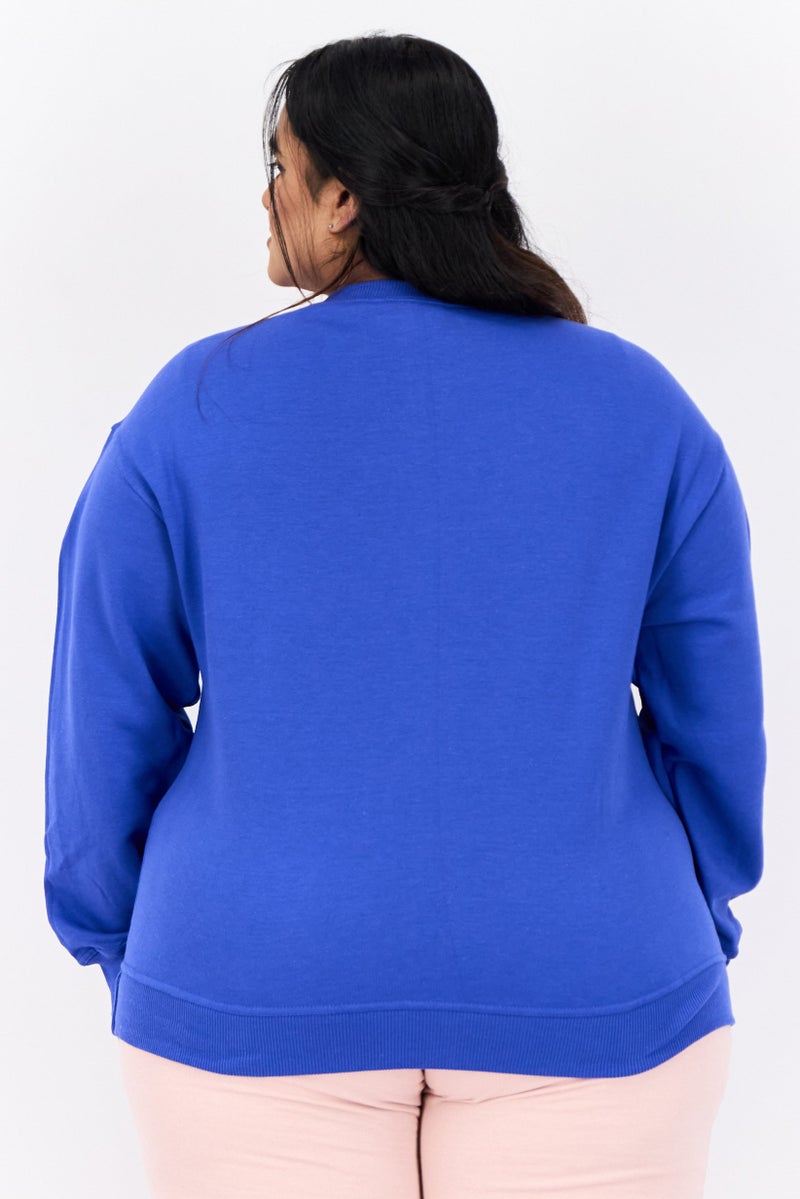Champion Women Plus Size Long Sleeves Outdoor Sweatshirts, Blue  - Image 2
