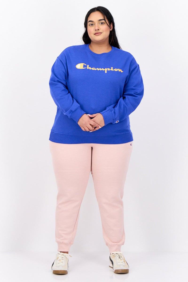 Champion Women Plus Size Long Sleeves Outdoor Sweatshirts, Blue  - Image 4