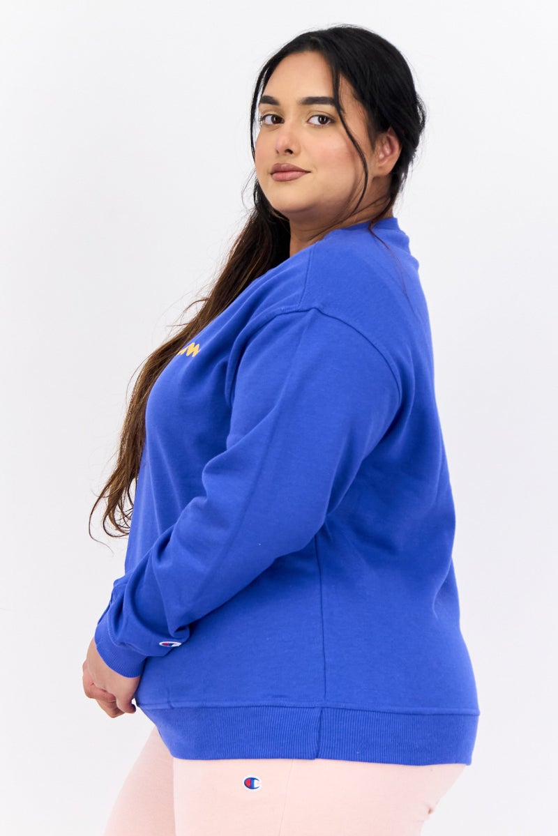 Champion Women Plus Size Long Sleeves Outdoor Sweatshirts, Blue  - Image 3