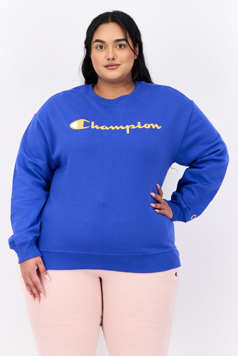Champion Women Plus Size Long Sleeves Outdoor Sweatshirts, Blue  - Image 1