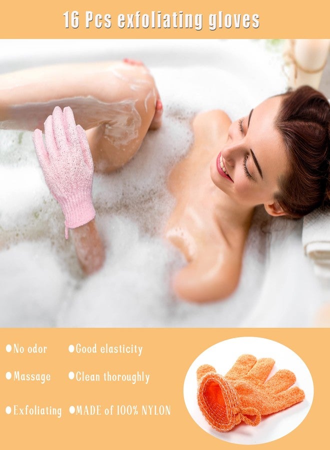 CVNDKN Bath Gloves,16 Pcs Exfoliating Bath Gloves,Body Scrub Gloves with Hanging Loop for Beauty Spa Massage Skin Shower Body Scrubber-8 Colors - Image 4