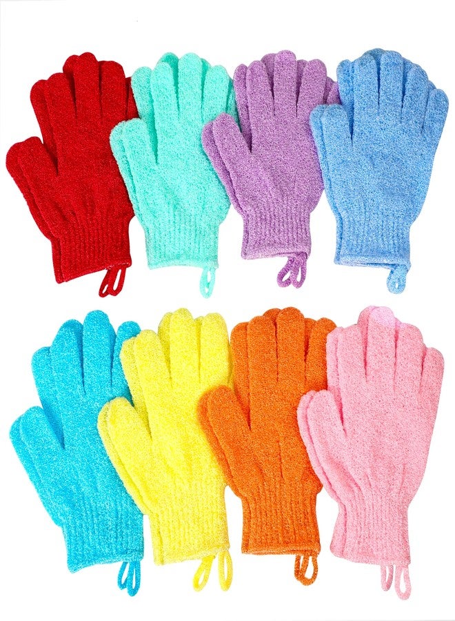CVNDKN Bath Gloves,16 Pcs Exfoliating Bath Gloves,Body Scrub Gloves with Hanging Loop for Beauty Spa Massage Skin Shower Body Scrubber-8 Colors - Image 1