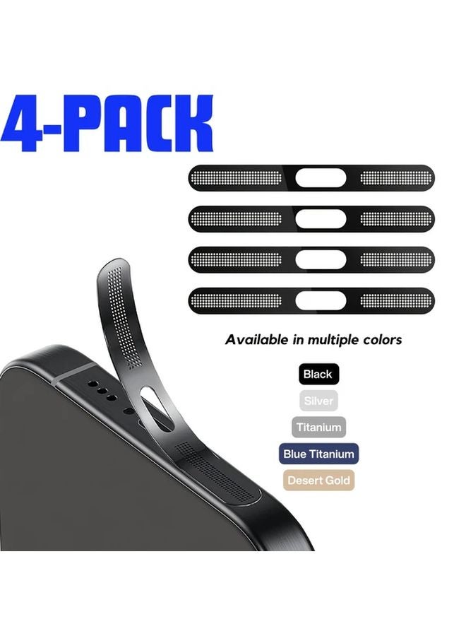 4 Pack Silvery Metal Dust Filters for iPhone 16 15 14 13 12 Series Durable Protective Screen - Image 2