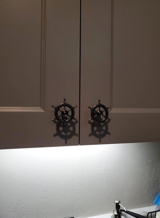 luluxing 8 Pcs Ocean Nautical Theme Design Ships Wheel Knobs for Dresser Cabinet Wardrobe Drawer Zinc Alloy Retro Drawer Single Hole Handle - Image 5